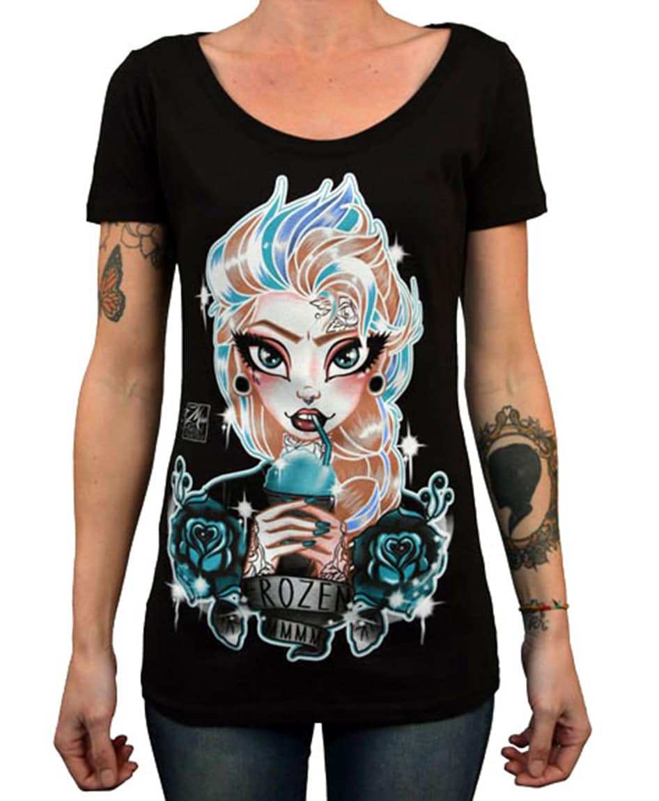 Black Market Art Company Frozen Women's Loose Neck T-Shirt - Black Market Art Company - Flyclothing LLC