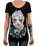 Black Market Art Company Frozen Women's Loose Neck T-Shirt - Black Market Art Company - Flyclothing LLC