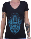 Black Market Art Company Hamsa Women's V-Neck T-Shirt - Black Market Art Company - Flyclothing LLC