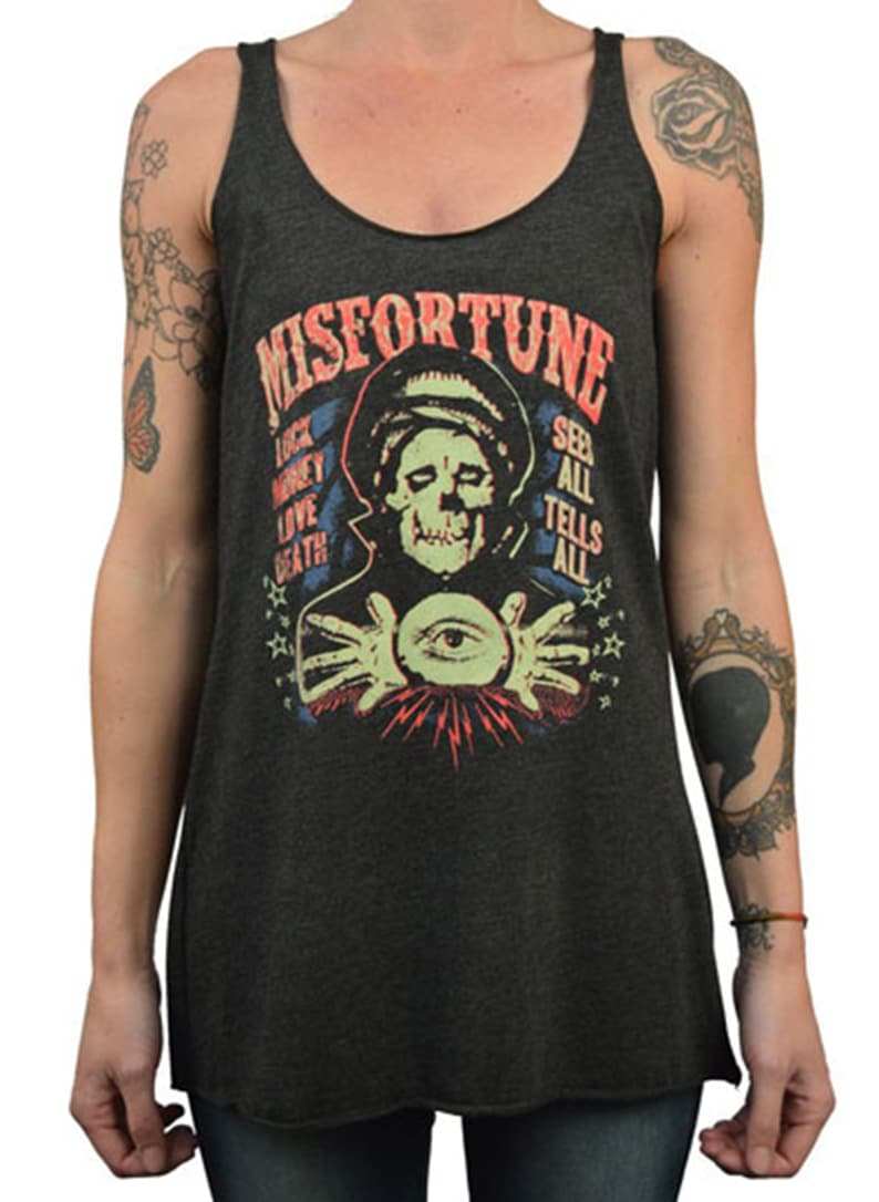 Black Market Art Company Misfortune Women's Unfinished Racer Back Tank Top - Black Market Art Company - Flyclothing LLC