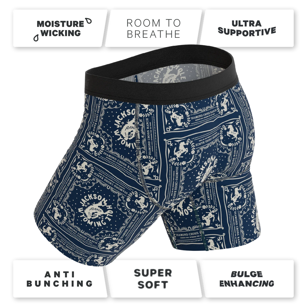 The Wrangle 'Em | Blue Bandana Shinesty x Diamond Cross Ranch Long Leg Ball Hammock® Pouch Underwear With Fly - Shinesty - Flyclothing LLC