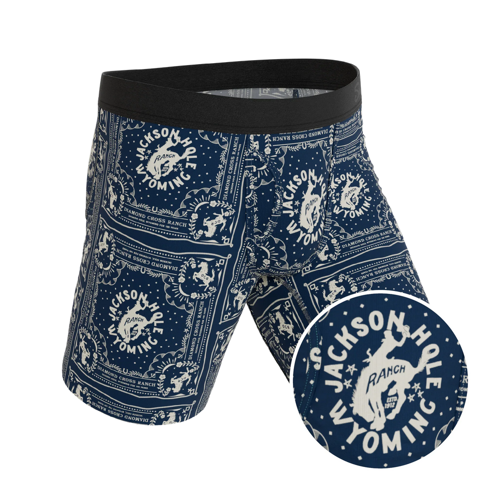 The Wrangle 'Em | Blue Bandana Shinesty x Diamond Cross Ranch Long Leg Ball Hammock® Pouch Underwear With Fly - Shinesty - Flyclothing LLC