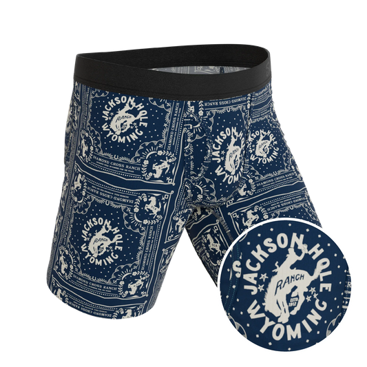 The Wrangle 'Em | Blue Bandana Shinesty x Diamond Cross Ranch Long Leg Ball Hammock® Pouch Underwear With Fly - Shinesty - Flyclothing LLC