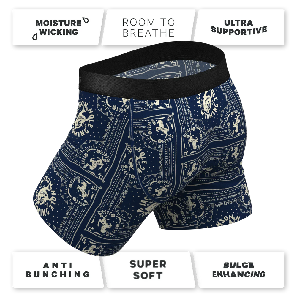 The Wrangle 'Em | Blue Bandana Shinesty x Diamond Cross Ranch Ball Hammock® Pouch Underwear With Fly - Shinesty - Flyclothing LLC