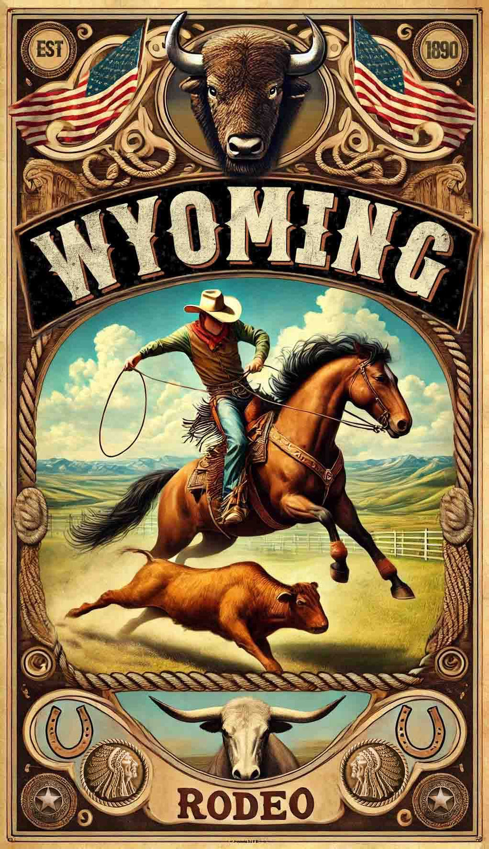 Black Market Art Company Wyoming Rodeo Poster & Art Print / Wall Art / Western Decor Print - Black Market Art Company - Flyclothing LLC