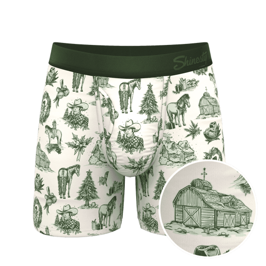 The Xmas In Texas | Western Toile Ball Hammock® Pouch Underwear With Fly - Shinesty - Flyclothing LLC