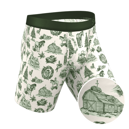 The Xmas In Texas | Western Toile Long Leg Ball Hammock® Pouch Underwear With Fly