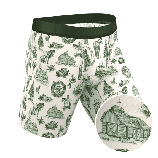 The Xmas In Texas | Western Toile Long Leg Ball Hammock® Pouch Underwear With Fly - Shinesty - Flyclothing LLC