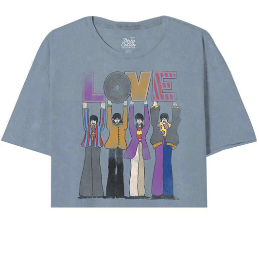 Yellow Submarine By The Beatles Loved Spelled Out Oversize Crop Top - The Beatles - Flyclothing LLC
