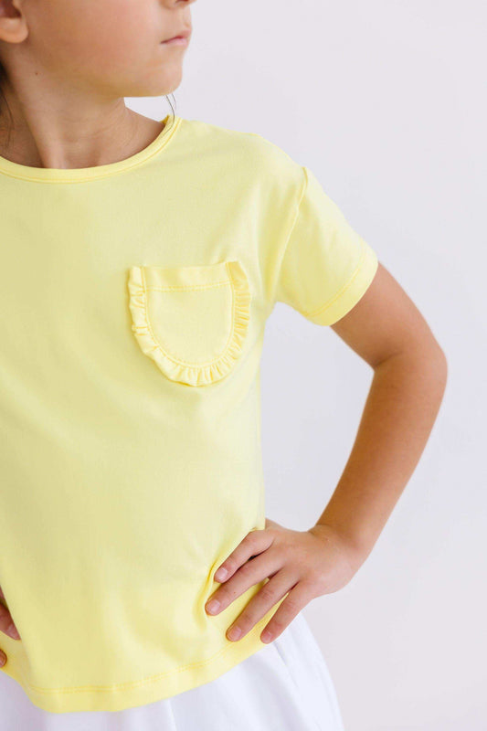 Yellow Ruffle Pocket Tee - Mila & Rose ® - Flyclothing LLC