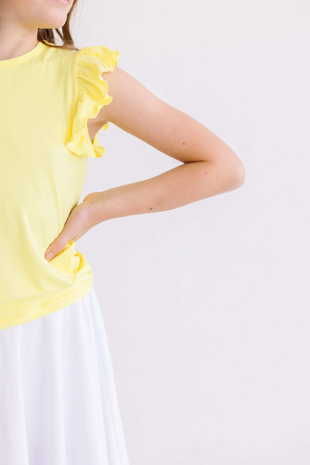 Yellow S/S Ruffle Tee - Mila & Rose ® - Flyclothing LLC