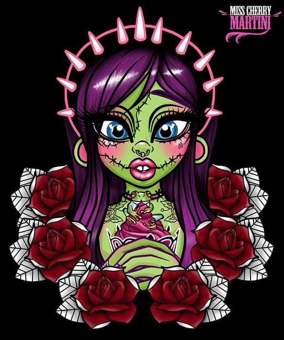 Black Market Art Company Zombie Girl Roses Print - Black Market Art Company - Flyclothing LLC