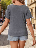 Cowl Neck Short Sleeve T-Shirt - Trendsi - Flyclothing LLC