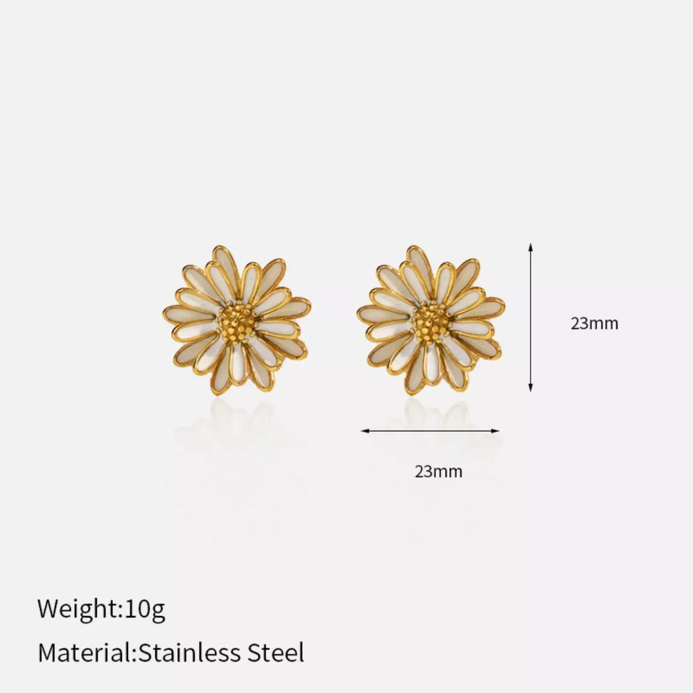 18K Gold-Plated Flower Stud Earrings - Trendsi - Flyclothing LLC