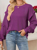 Round Neck Ruffled Long Sleeve Sweatshirt - Trendsi - Flyclothing LLC