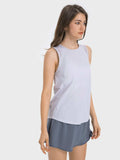 Millennia Cutout Back Round Neck Active Tank - Trendsi - Flyclothing LLC