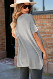 Slit Round Neck Short Sleeve Knit Top - Trendsi - Flyclothing LLC