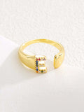 18K Gold-Plated Zircon Letter Ring - Trendsi - Flyclothing LLC
