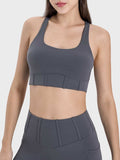 Square Neck Wide Strap Active Tank - Trendsi - Flyclothing LLC