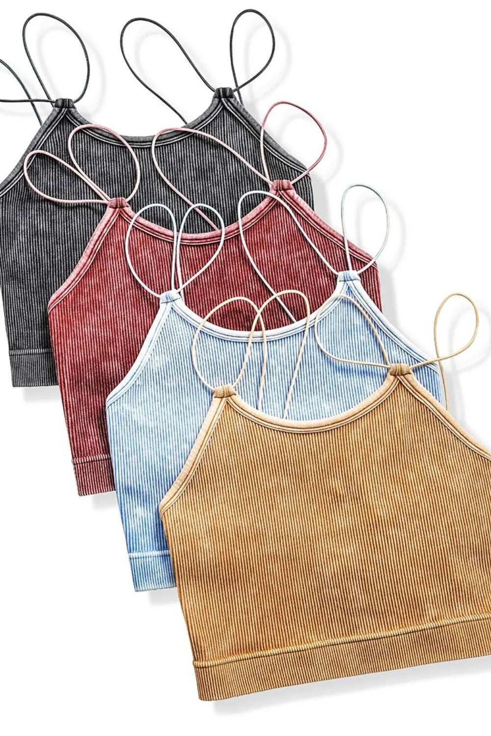 Zenana Washed Ribbed Seamless Double Strap Brami - Trendsi - Flyclothing LLC