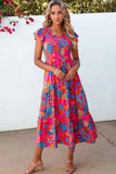 Boho Floral V Neck Ruffle Tiered Dress - Trendsi - Flyclothing LLC