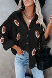 Sequin Football Button Up Long Sleeve Jacket - Trendsi - Flyclothing LLC