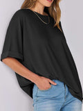 Round Neck Half Sleeve T-Shirt - Trendsi - Flyclothing LLC