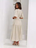 Tiered Puff Sleeve Midi Dress - Trendsi - Flyclothing LLC