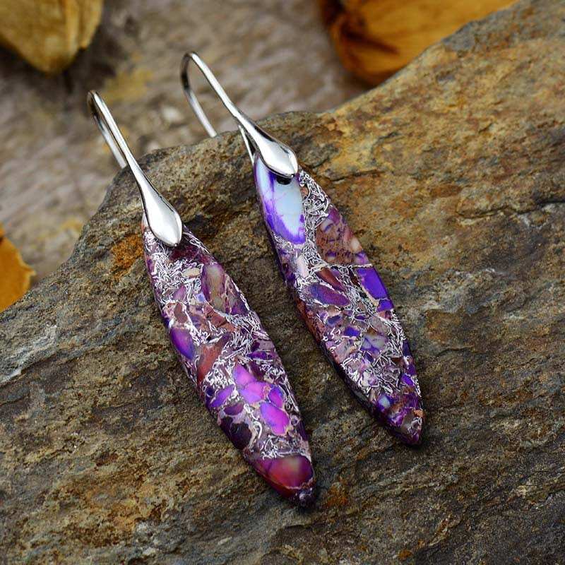 Copper Natural Stone Geometric Shape Earrings - Trendsi - Flyclothing LLC