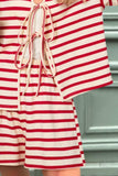 Tied Striped V-Neck Top and Shorts Set - Trendsi - Flyclothing LLC