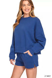 Zenana Fleece Round Neck Sweatshirt and Shorts Set - Trendsi - Flyclothing LLC