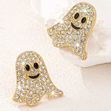 18K Gold-Plated Rhinestone Halloween Ghost Earrings - Trendsi - Flyclothing LLC