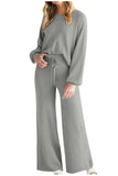 Round Neck Long Sleeve Top and Pants Set - Trendsi - Flyclothing LLC
