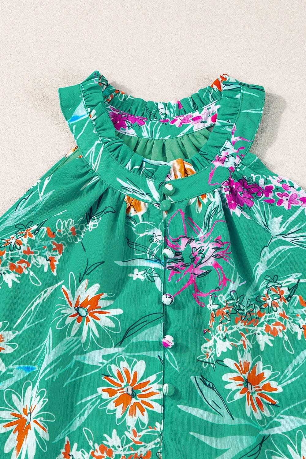 Frill Printed Grecian Tank - Trendsi - Flyclothing LLC