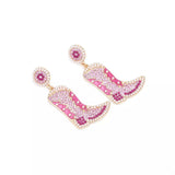Rhinestone Cowboy Boot Dangle Earrings - Trendsi - Flyclothing LLC
