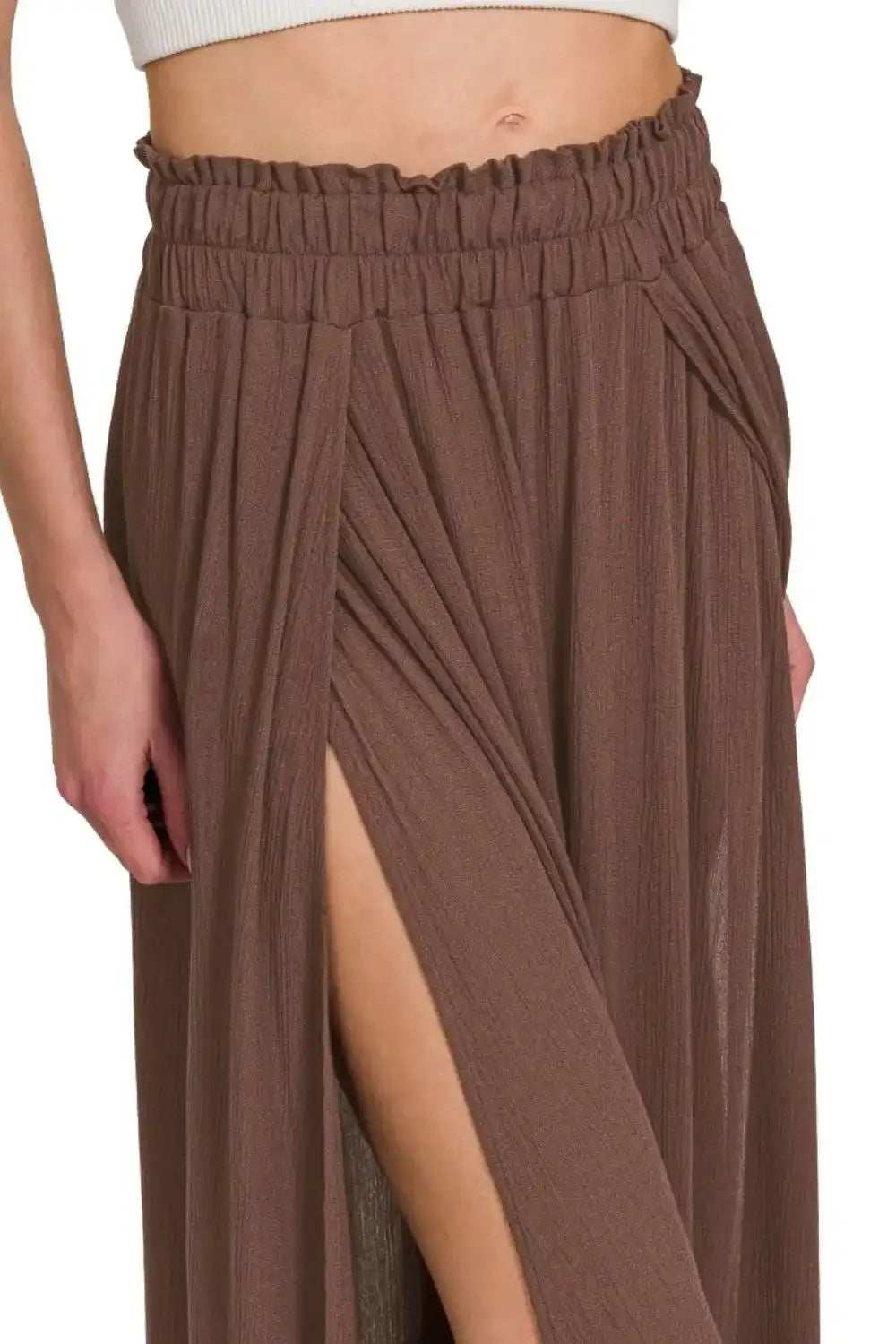 Zenana Woven Crinkle Gauze Long Skirts - Trendsi - Flyclothing LLC