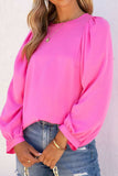 Round Neck Long Sleeve Blouse - Trendsi - Flyclothing LLC