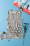 Cutout Striped Round Neck Tank - Trendsi - Flyclothing LLC