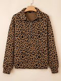 Leopard Print Quarter Zip Sweatshirt - Trendsi - Flyclothing LLC