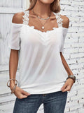 Full Size Lace Detail Short Sleeve T-Shirt - Trendsi - Flyclothing LLC