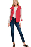 Zenana High Neck Zip-Up Vest Coat - Trendsi - Flyclothing LLC