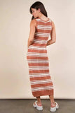 VERY J Stripe Knit Casual Sweater Midi Dress - Trendsi - Flyclothing LLC