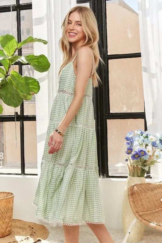 ADORA Gingham Detail Washed Dress - Trendsi - Flyclothing LLC