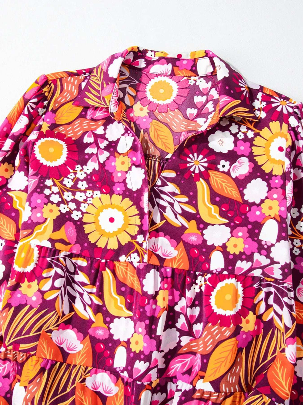 Floral Print Long Sleeve Midi Dress with Pockets - Trendsi - Flyclothing LLC