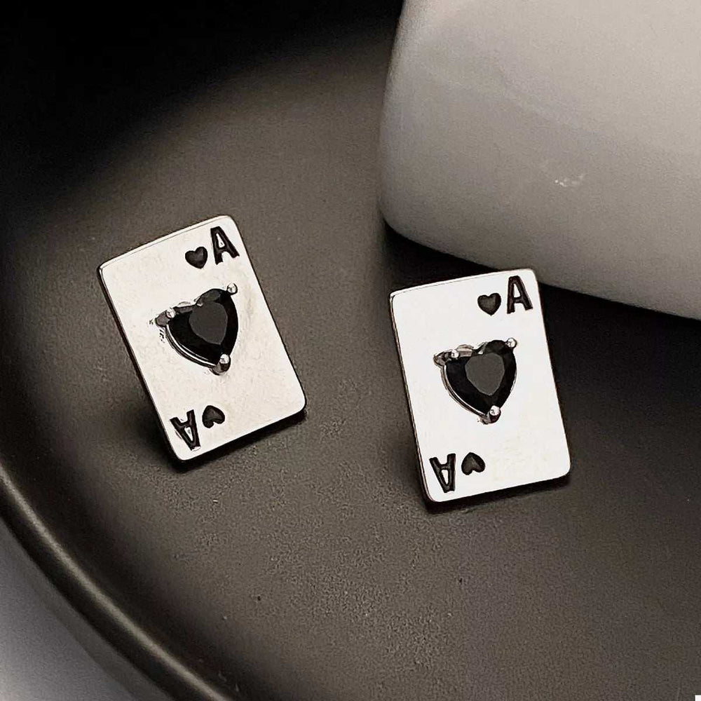 Poker Card Ace of Hearts Stud Earrings - Trendsi - Flyclothing LLC