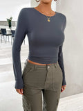 Round Neck Long Sleeve T-Shirt - Trendsi - Flyclothing LLC