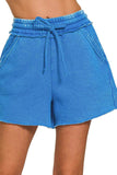 Zenana Acid Wash Fleece Drawstring Shorts With Pockets - Trendsi - Flyclothing LLC