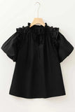 Ruffled Puff Short Sleeve Loose Blouse - Trendsi - Flyclothing LLC