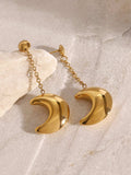 Stainless Steel Moon Dangle Earrings - Trendsi - Flyclothing LLC