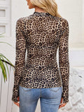 Floral Mock Neck Long Sleeve Top - Trendsi - Flyclothing LLC
